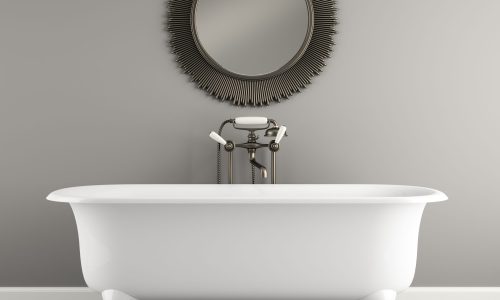Part of Interior classic bathroom with stylish bath 3D rendering